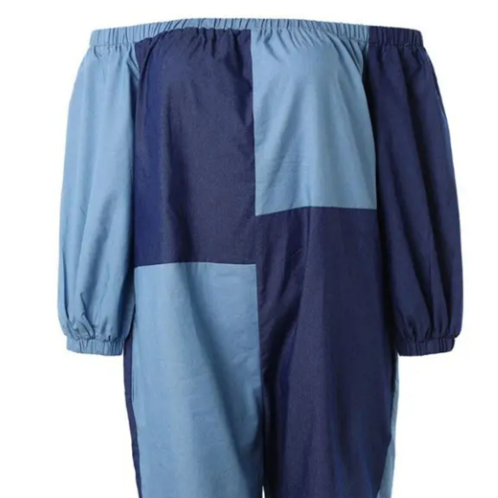 Plus Size Colorblock Off Shoulder Romper - Picture 2 of 5